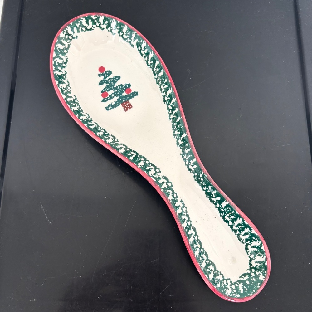 Furio Spoon Rest Made in Italy Christmas Tree Sponge Paint Vintage 1997 Bulbs